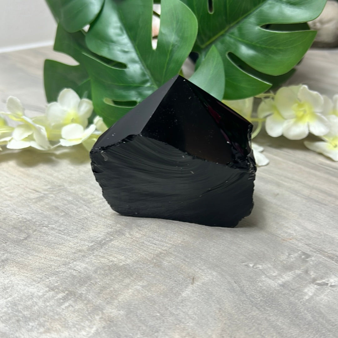 Black Obsidian Half & Half Polished Raw Tower Point
