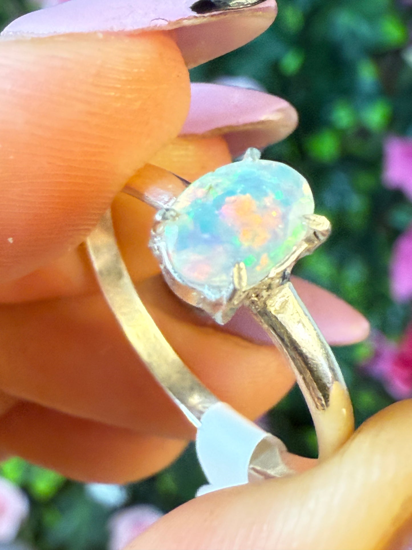 Ethiopian Opal 925 Silver Ring - Size S