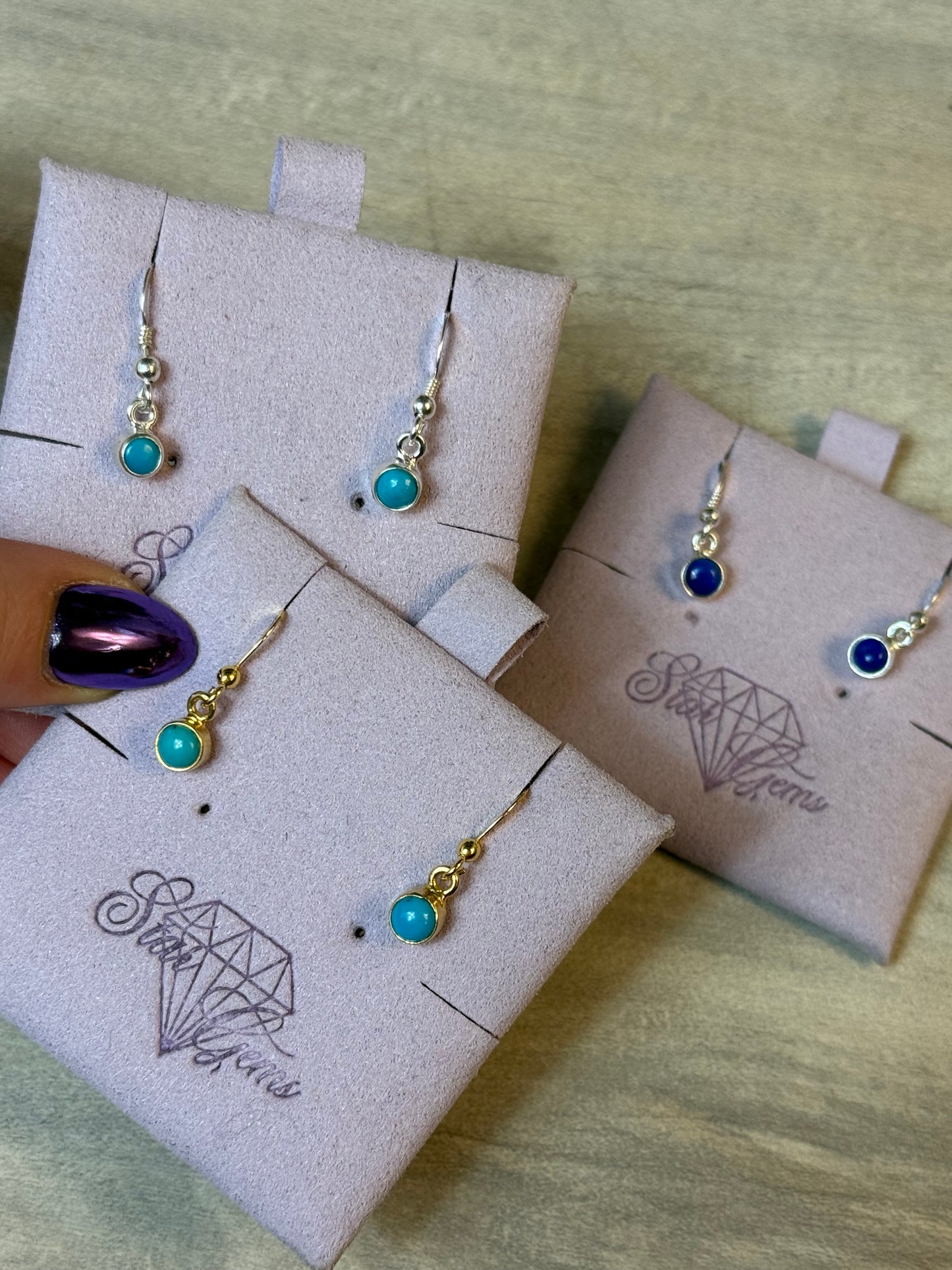 Birthstone Earrings in Sterling Silver & Gold