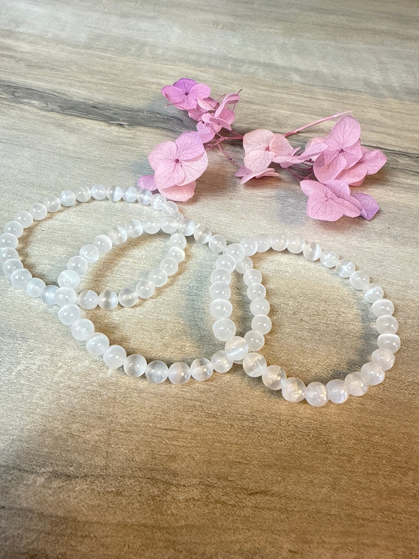 Selenite Bead Bracelet