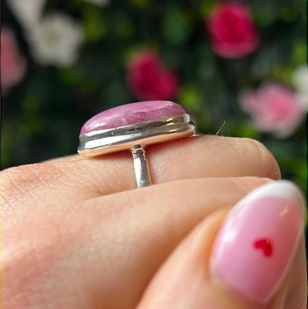 Pink Tourmaline 925 Silver Ring - Size S - S 1/2  AA GRADE