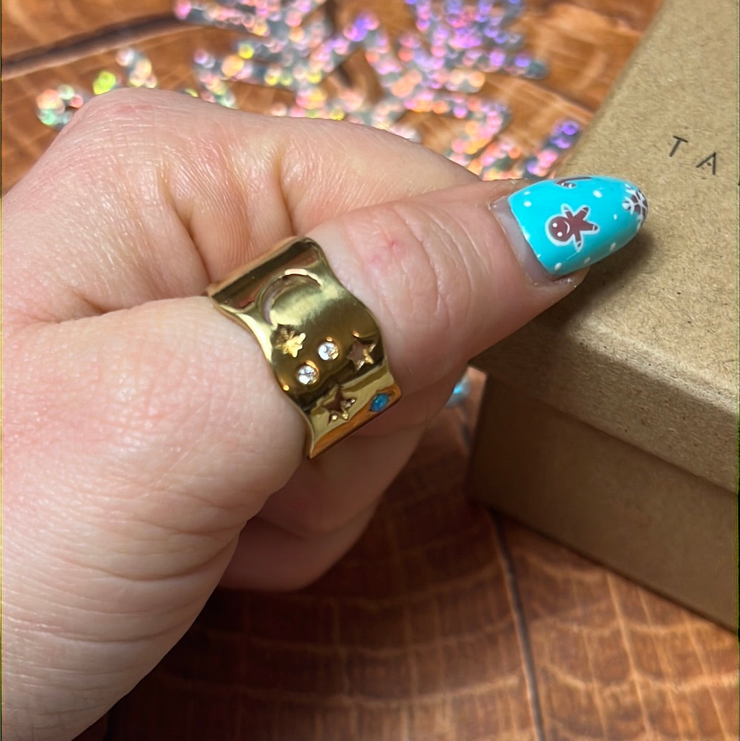 Tala Lani Opal Moon - 22ct Gold Plated 925 Sterling Ring