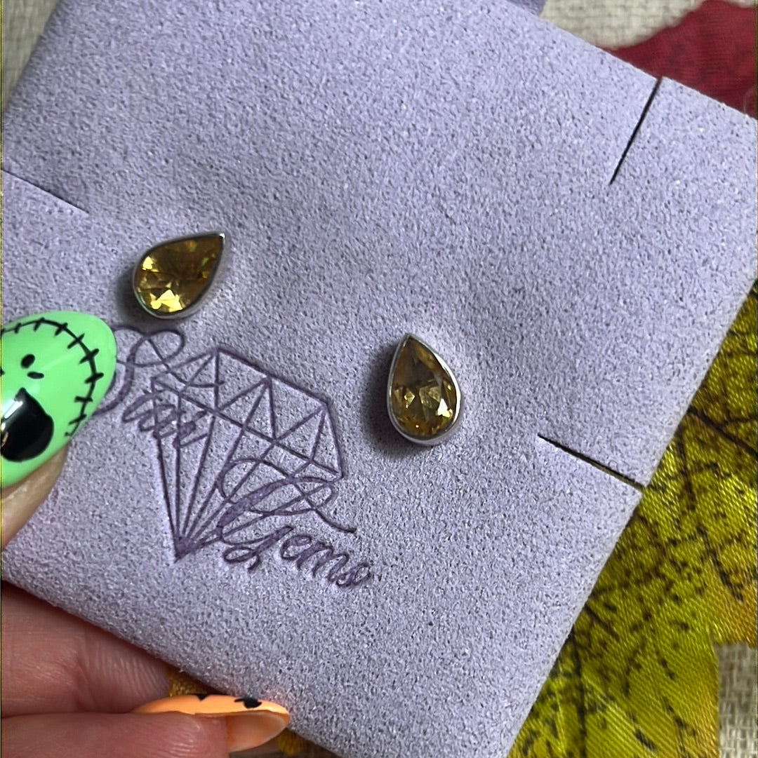 Citrine Facet 925 Sterling Studs Earrings