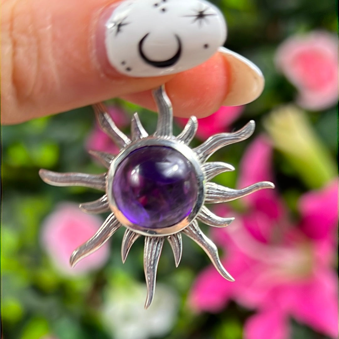 Flaming Sun Sunshine 925 Sterling Silver Pendant