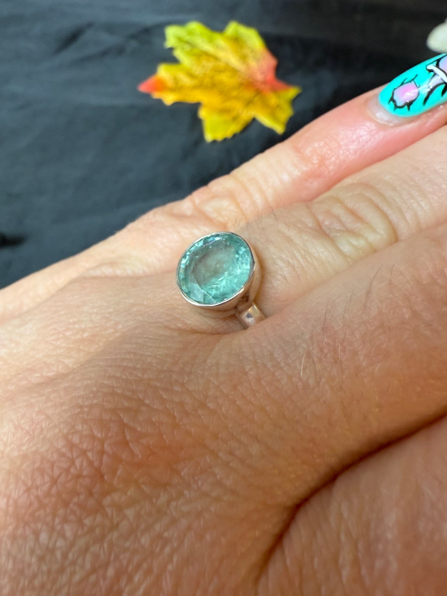 Green Kyantie 925 Ring - Size L - L 1/2