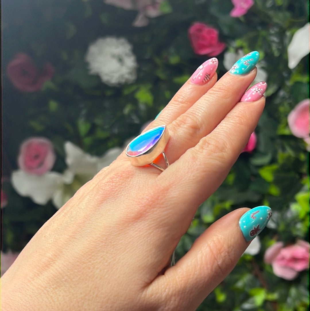 Mystic Topaz 925 Sterling Silver Ring - Size S