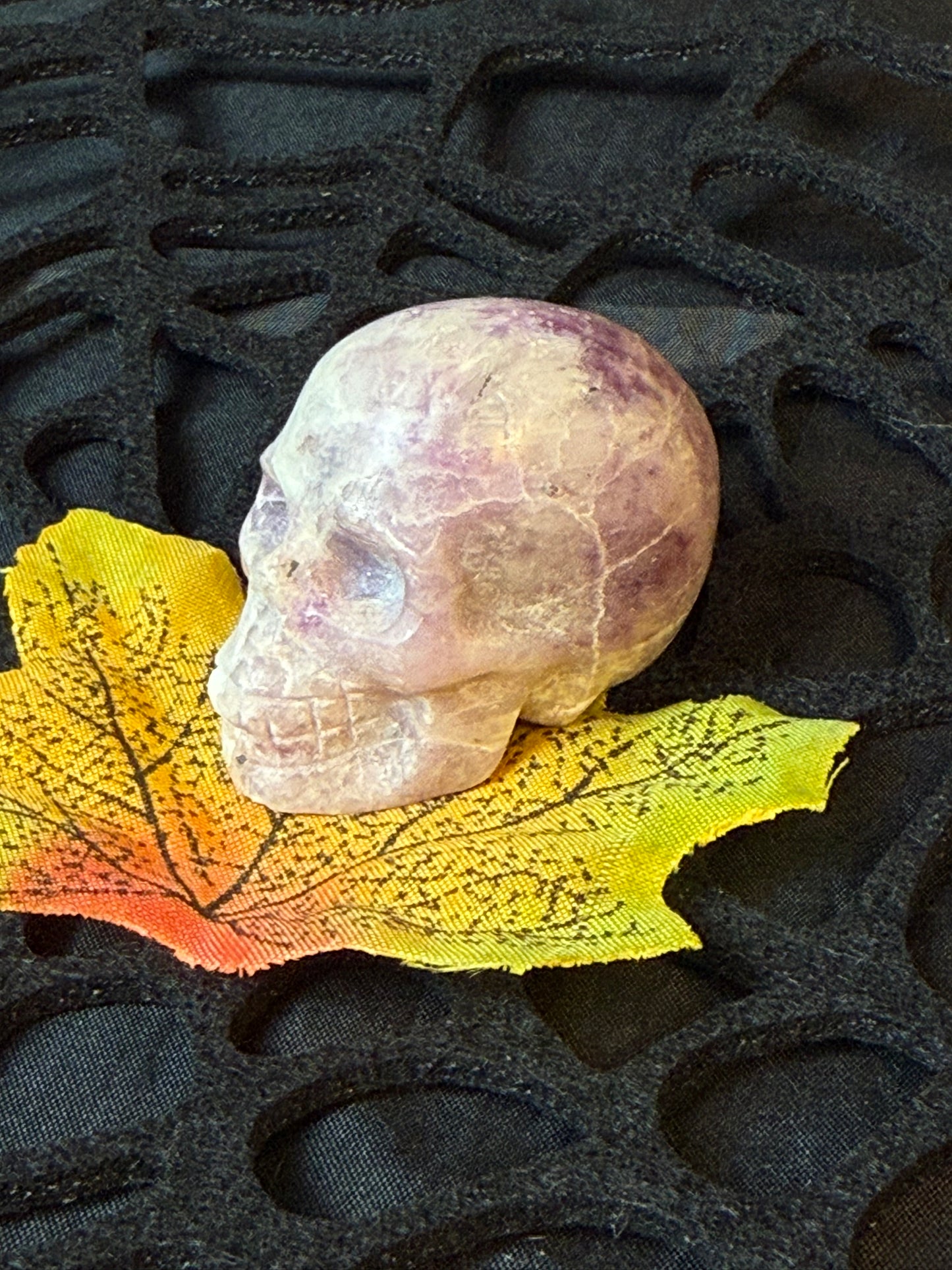 Lepidolite with stilbite Skull