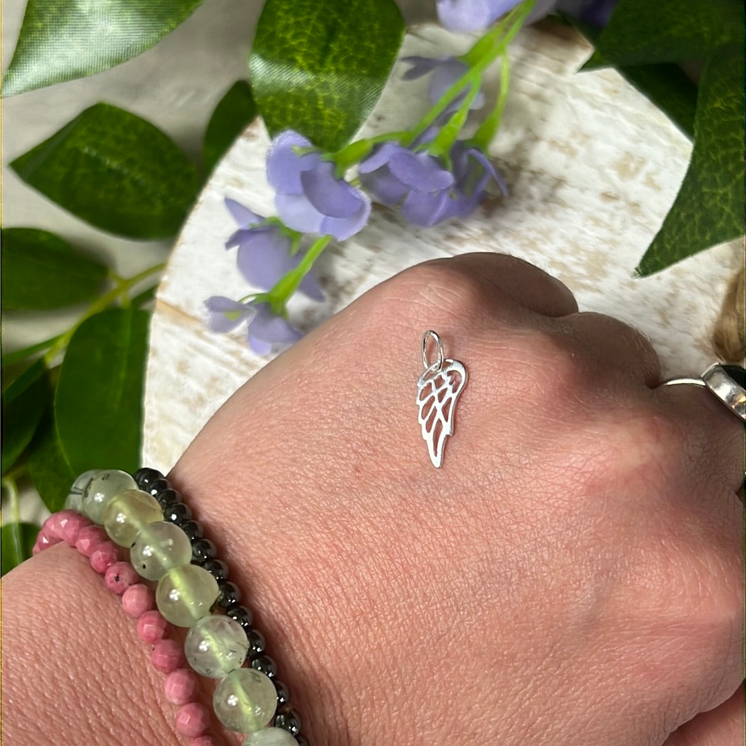 Open Angel Wing Feather 925 Sterling Silver Pendant Charm