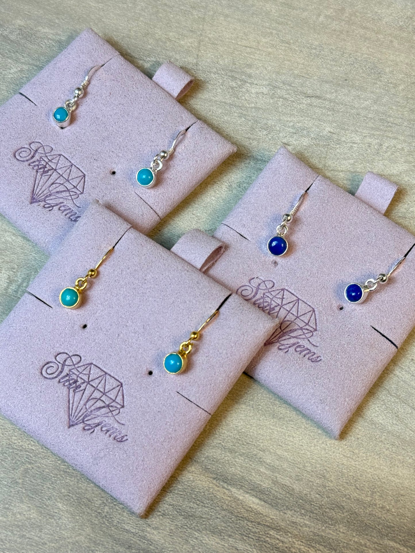 Birthstone Earrings in Sterling Silver & Gold