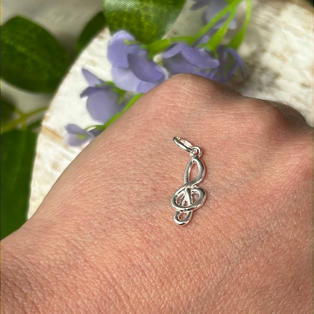 Music Clef 925 Sterling Silver Pendant Charm