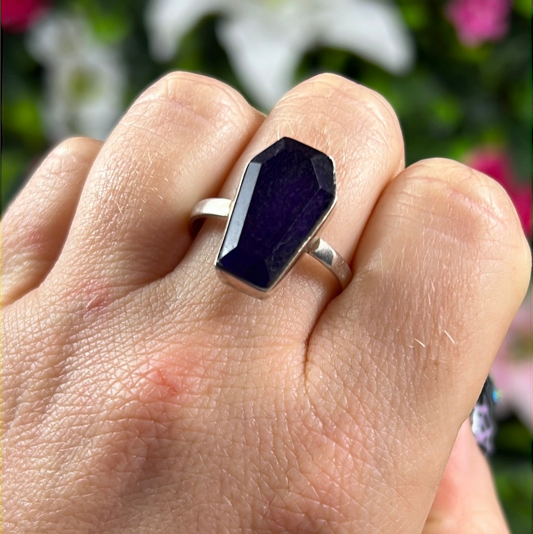 Amethyst Coffin 925 Sterling Silver Ring - Size U 1/2