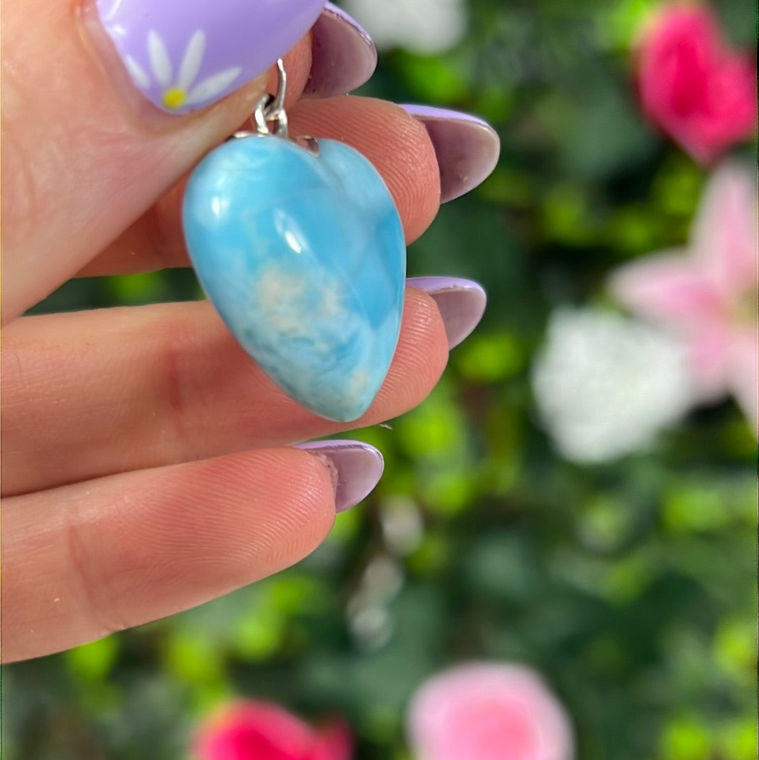 Larimar 925 Heart - Sterling Pendant