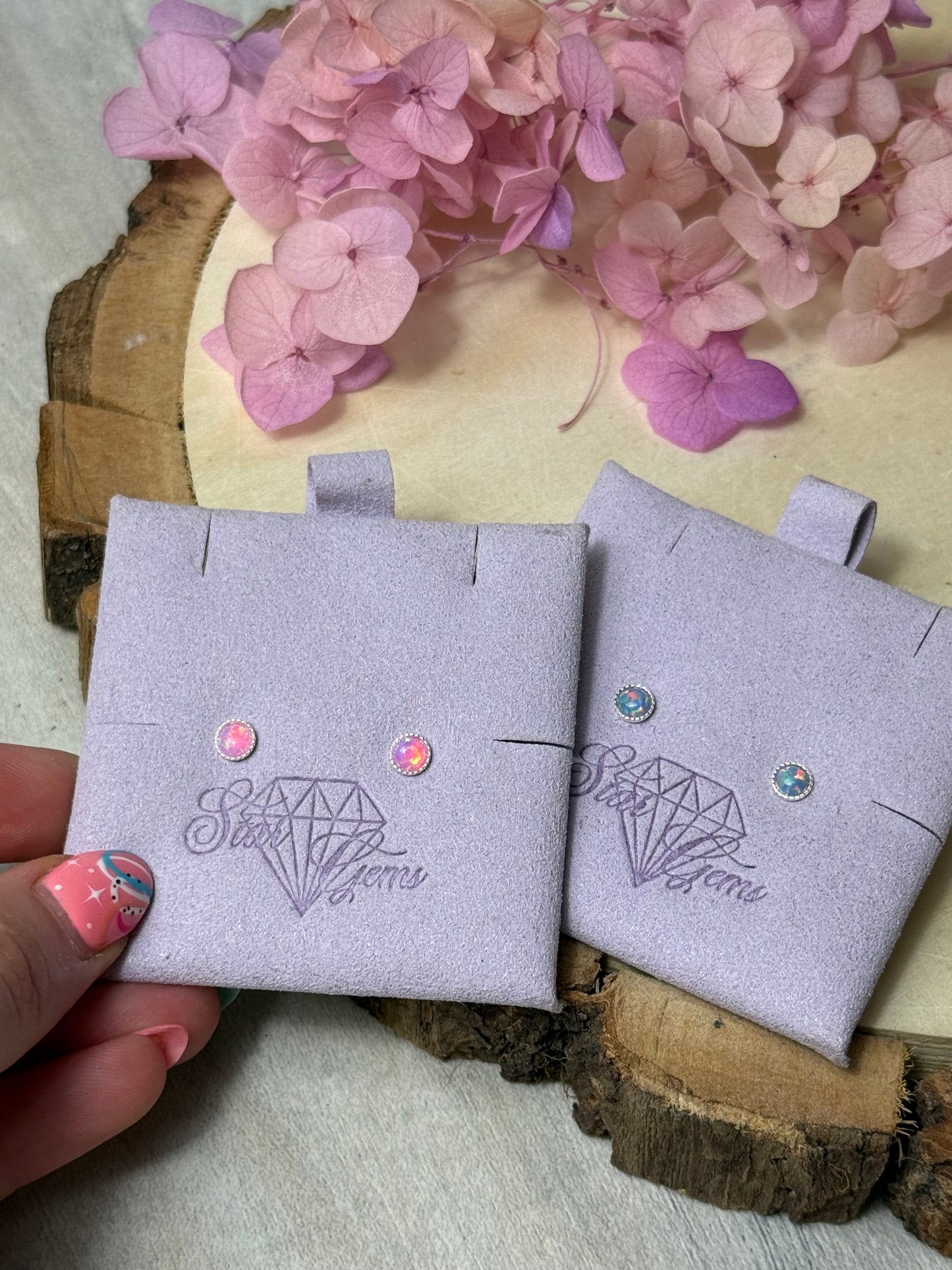 Handmade Pink Candy Opal Sterling Silver Studs
