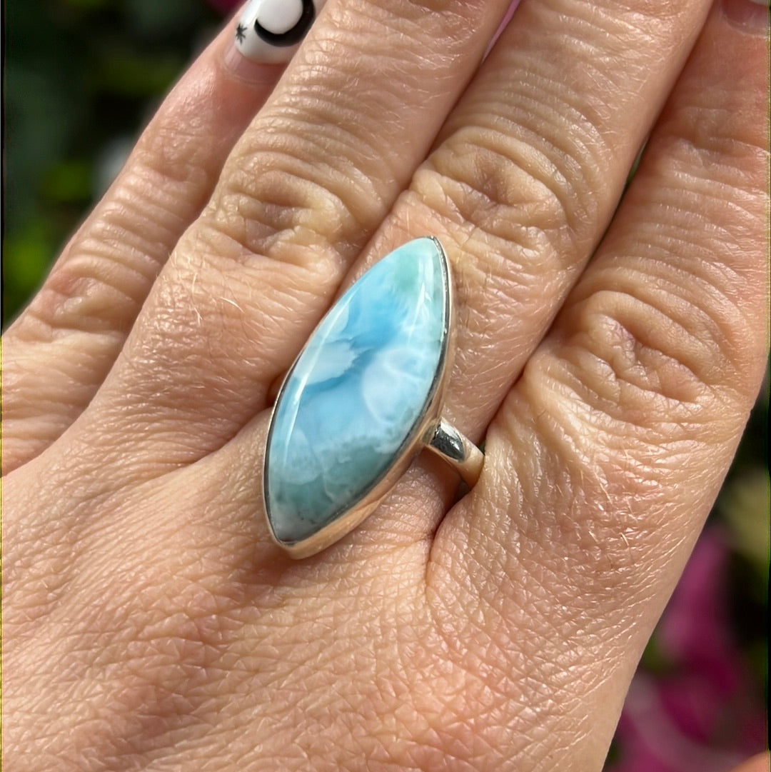 Larimar 925 Sterling Silver Ring - Size Q 1/2 - R