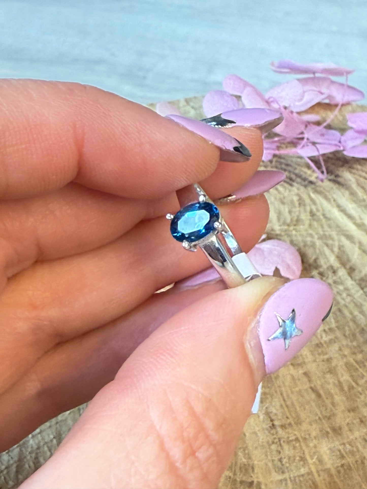 London Blue Topaz 925 Ring - Size P 1/2