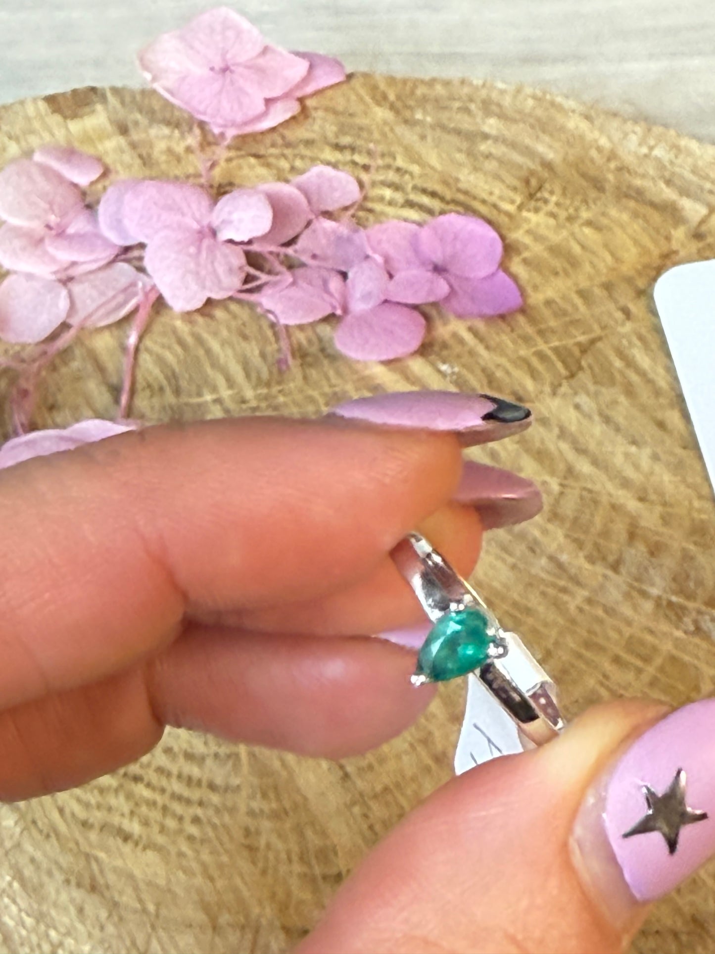 Zambian Emerald - Rare 925 Silver Ring - Size P 1/2