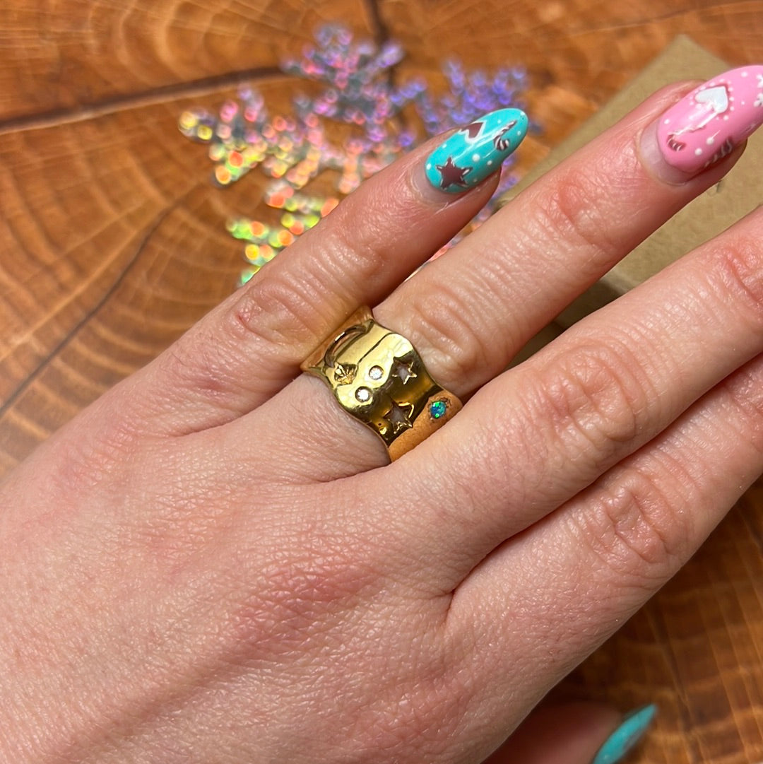 Tala Lani Opal Moon - 22ct Gold Plated 925 Sterling Ring