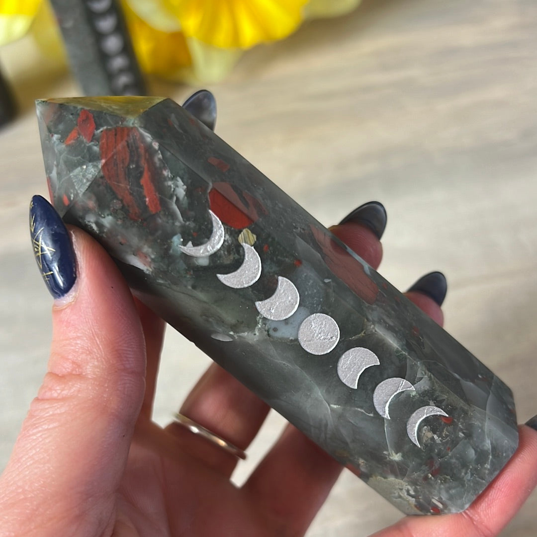 African Bloodstone Moon Phase Lunar Point Tower