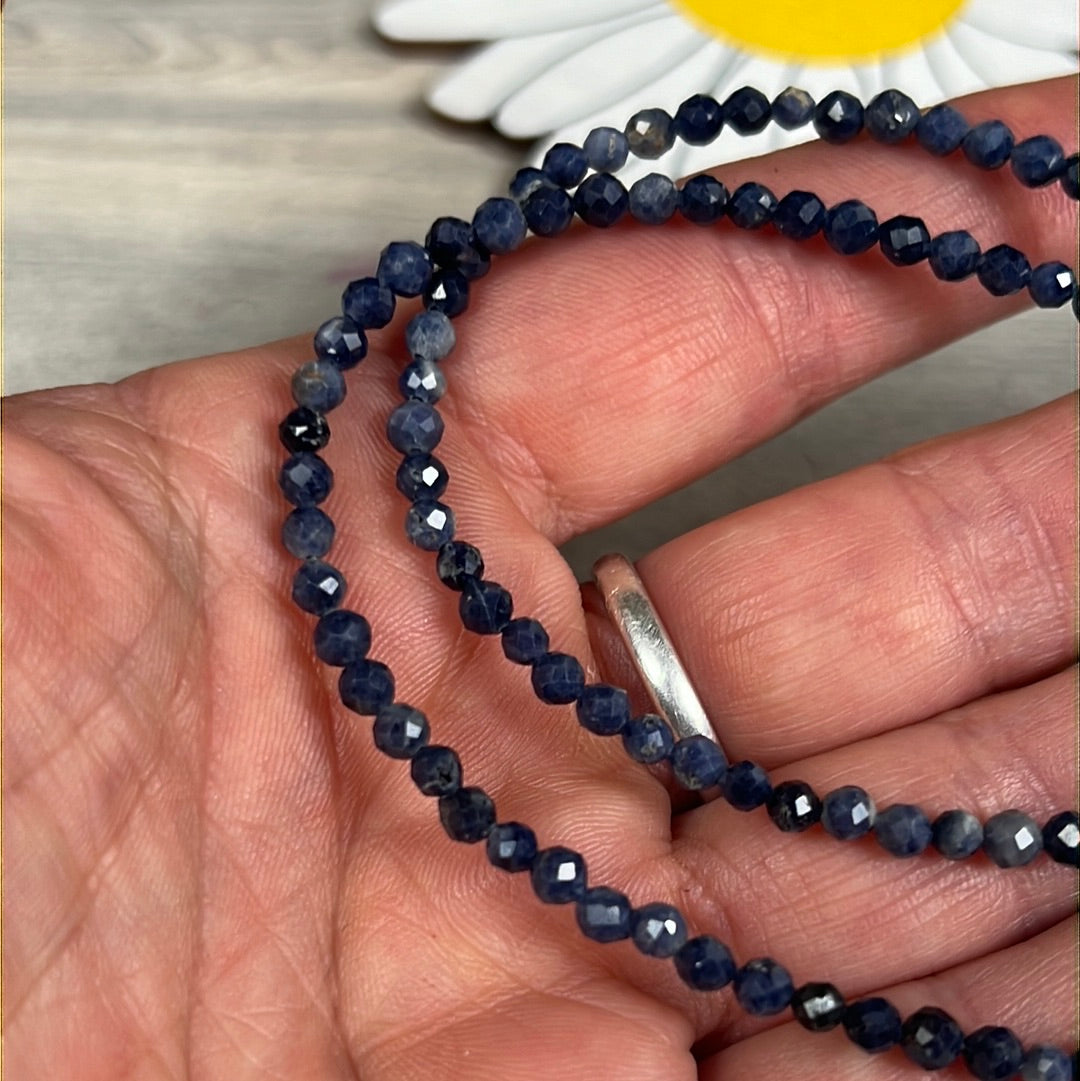 Sapphire Facet Bracelet -sterling adjustable