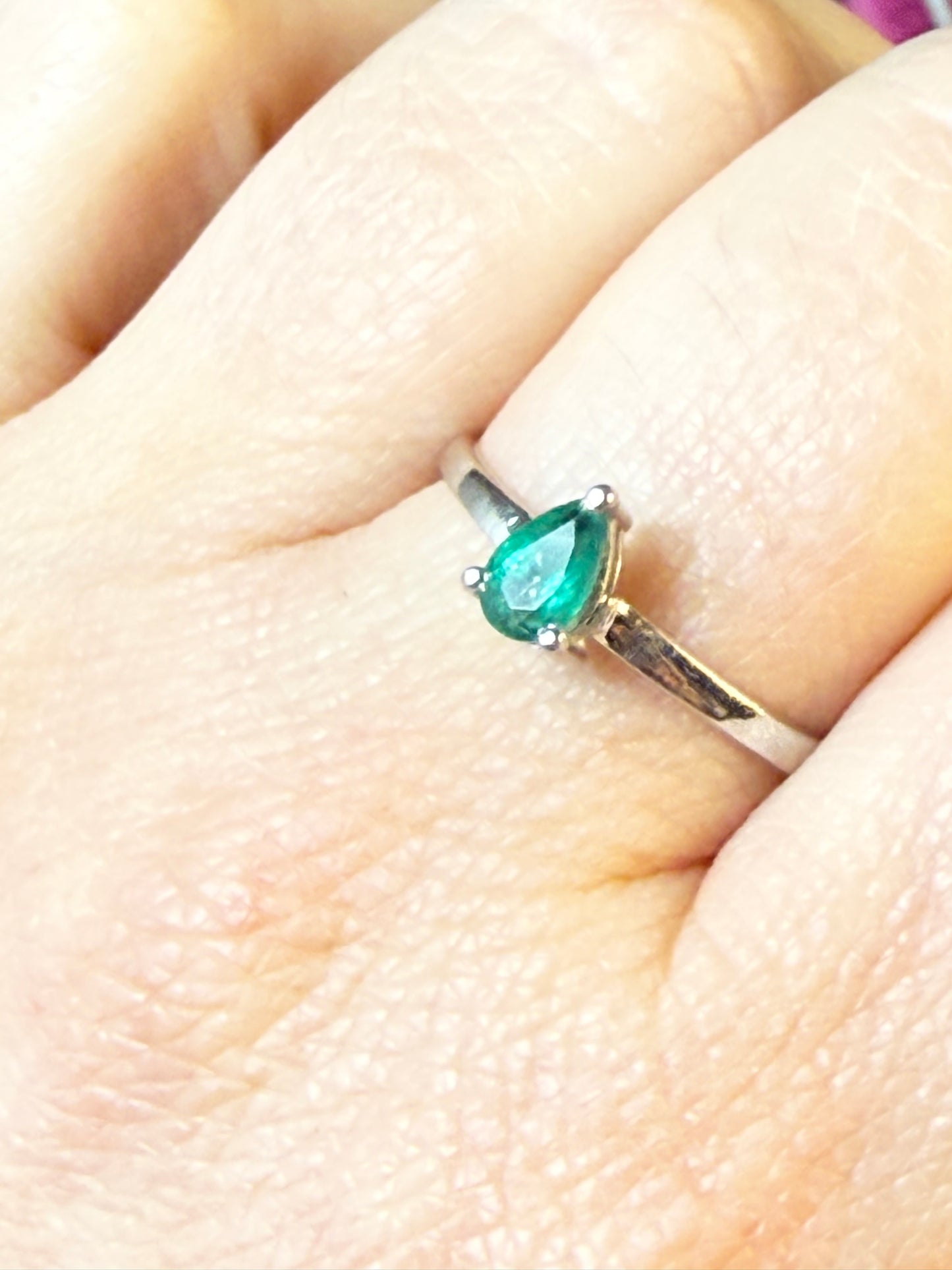 Zambian Emerald - Rare 925 Silver Ring - Size P 1/2