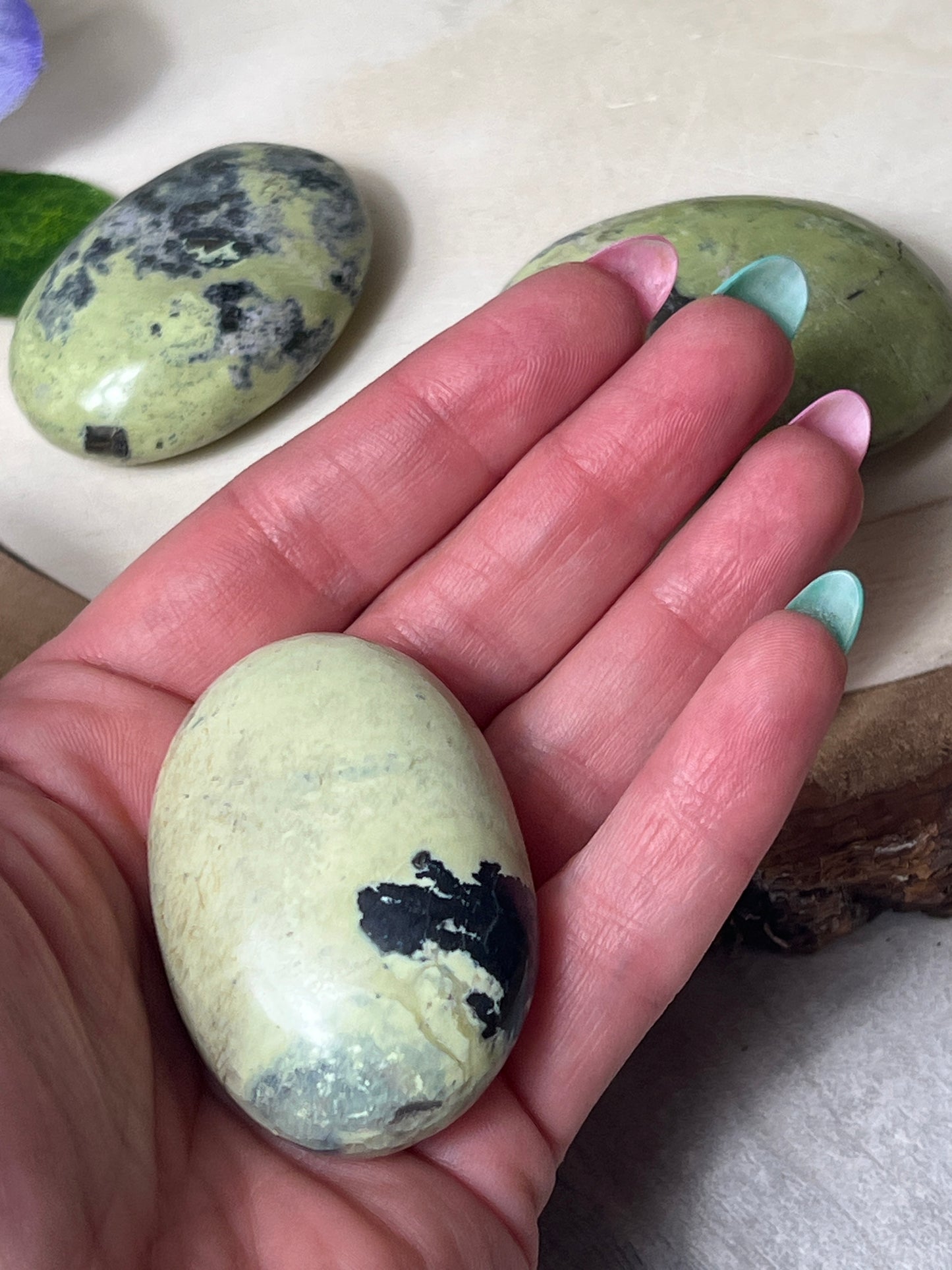 Serpentine with Pyrite Palm