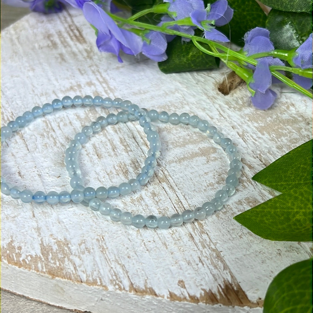 4mm Aquamarine Bead Bracelet