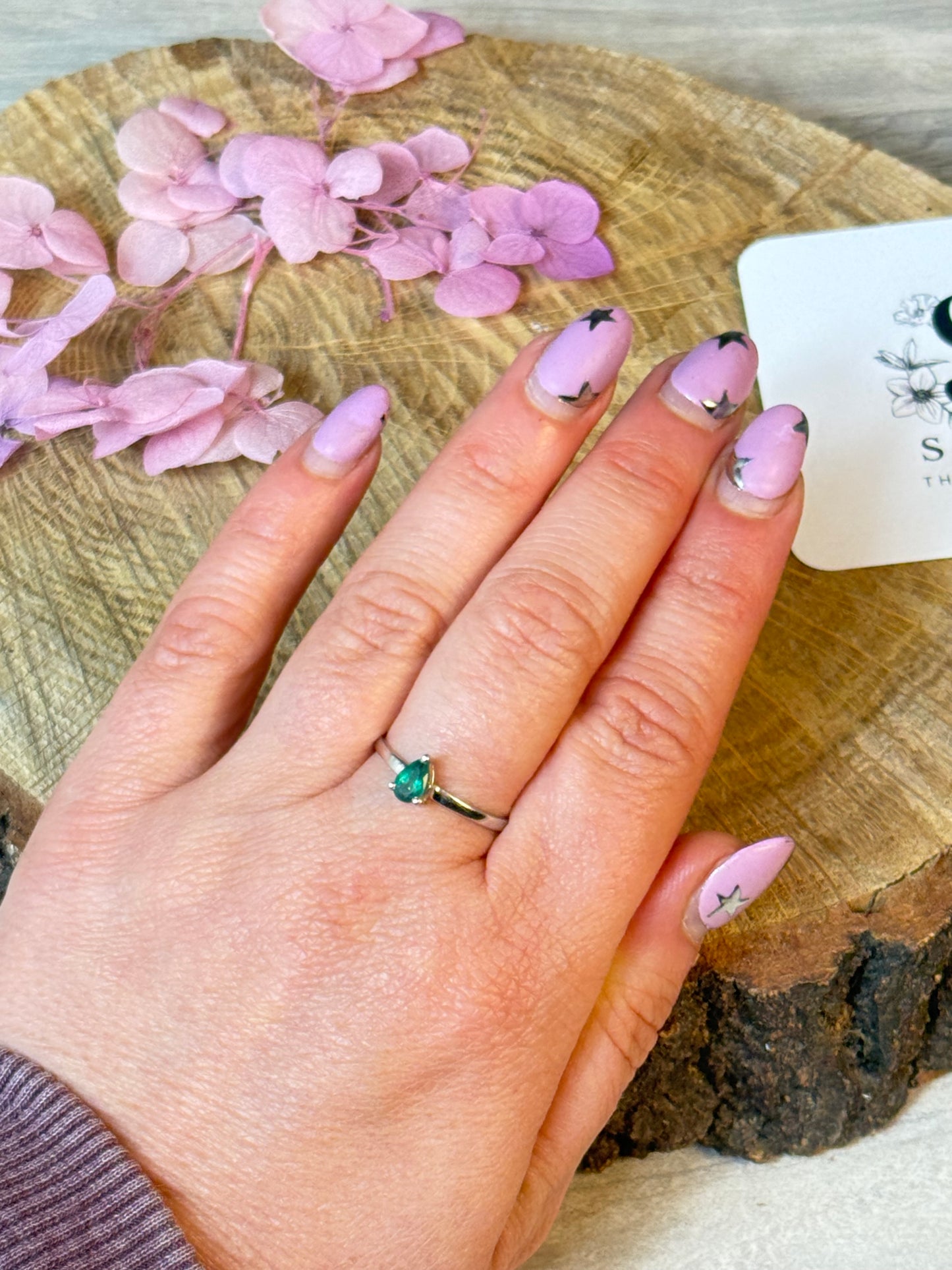 Zambian Emerald - Rare 925 Silver Ring - Size P 1/2