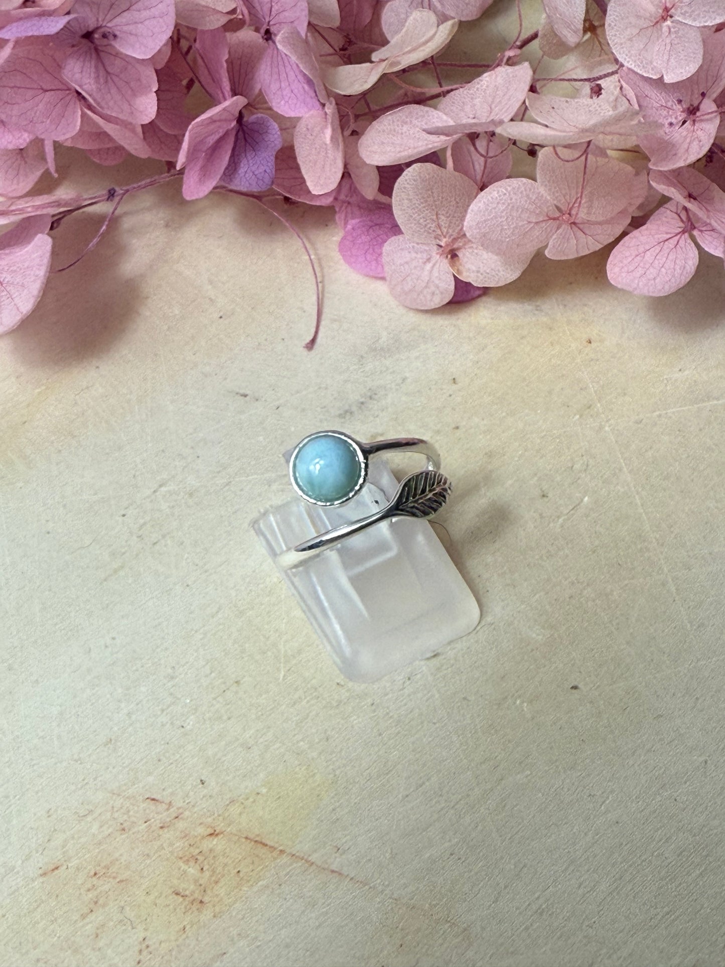 Handmade Adjustable Larimar 925 Silver Ring