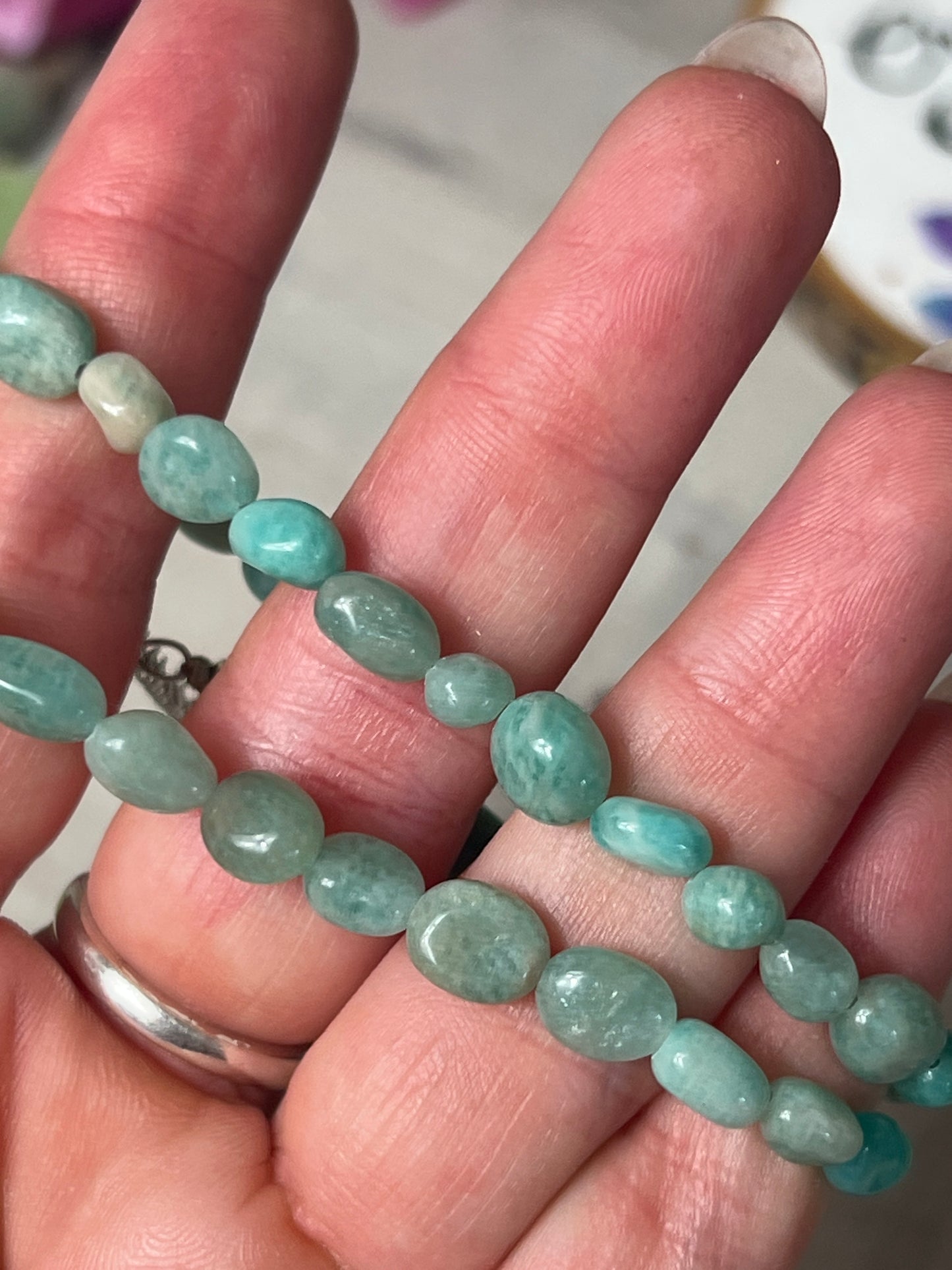 Amazonite PLATED adjustable Bracelet
