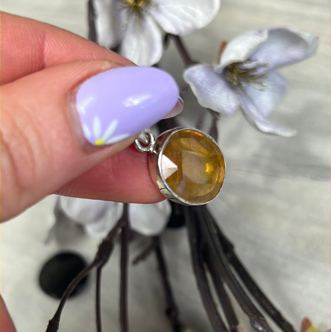 Yellow Sapphire - Sterling 925 Silver Pendant RARE