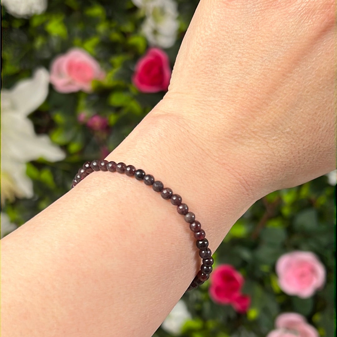 4mm Garnet Bead Bracelet