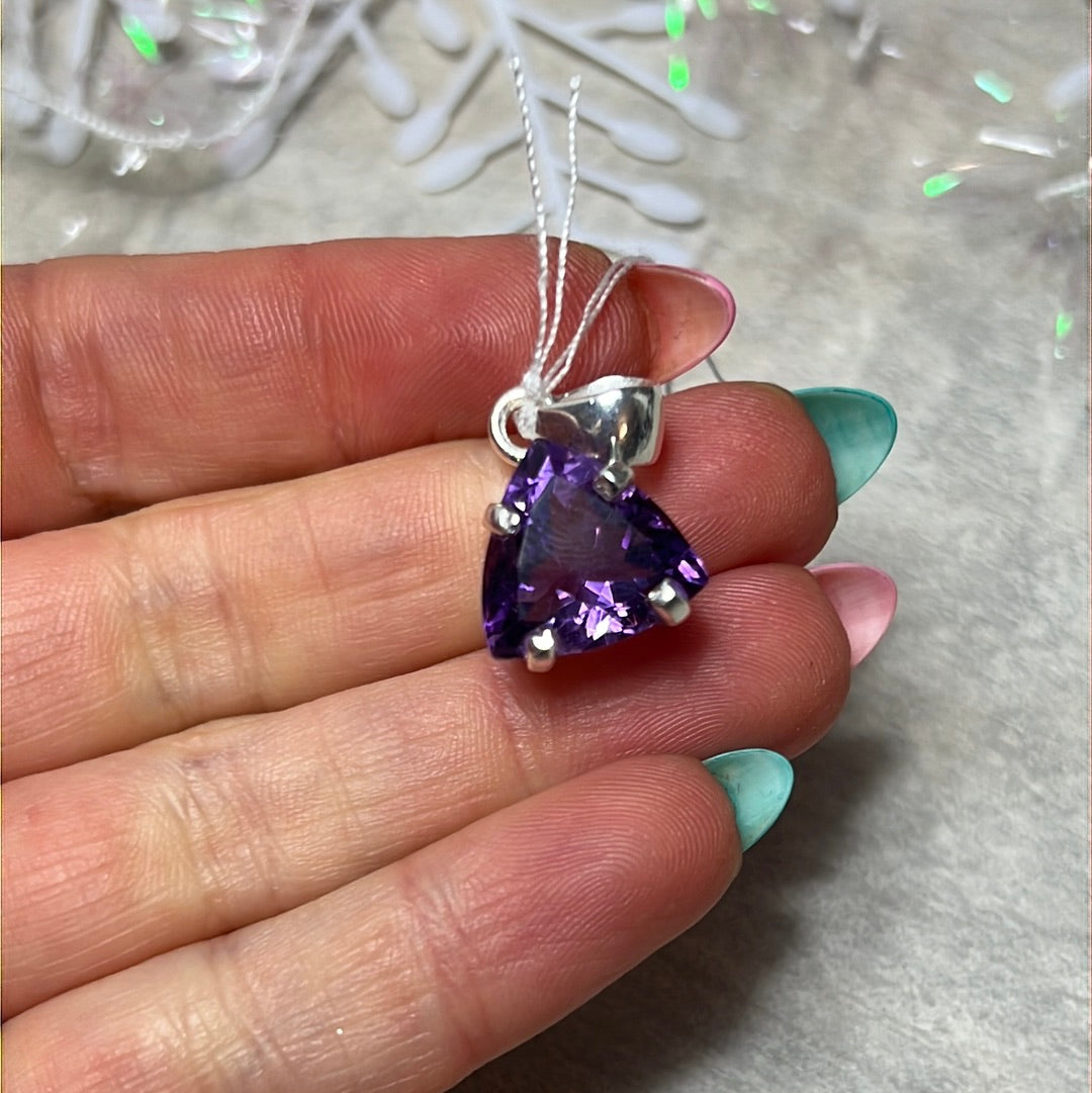 Amethyst - AA Grade Gem - 925 Sterling Silver Pendant
