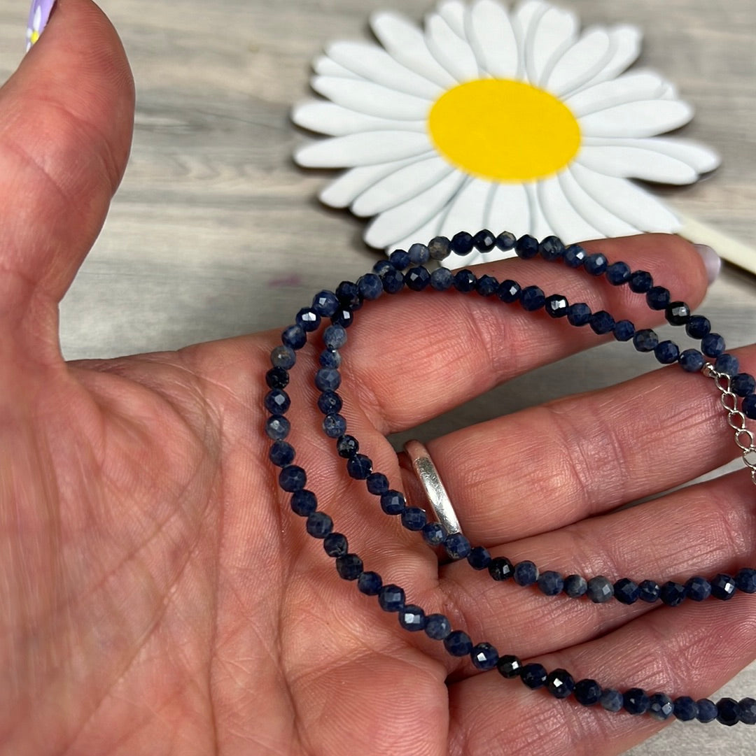 Sapphire Facet Bracelet -sterling adjustable