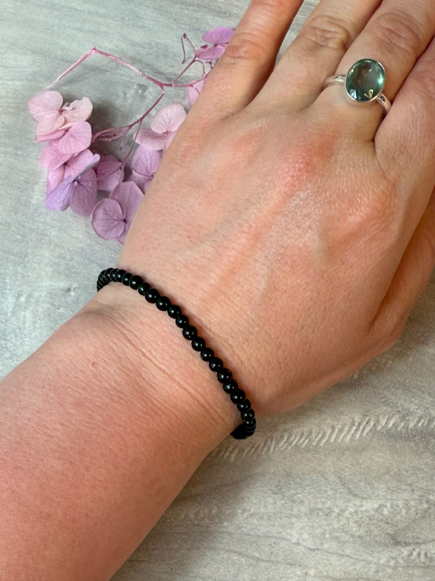 Rare Green Sandstone / Goldstone 4mm Bead Bracelet