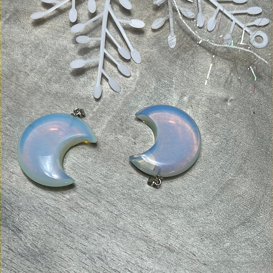 Opalite Moon - 925 Sterling Silver Pendant