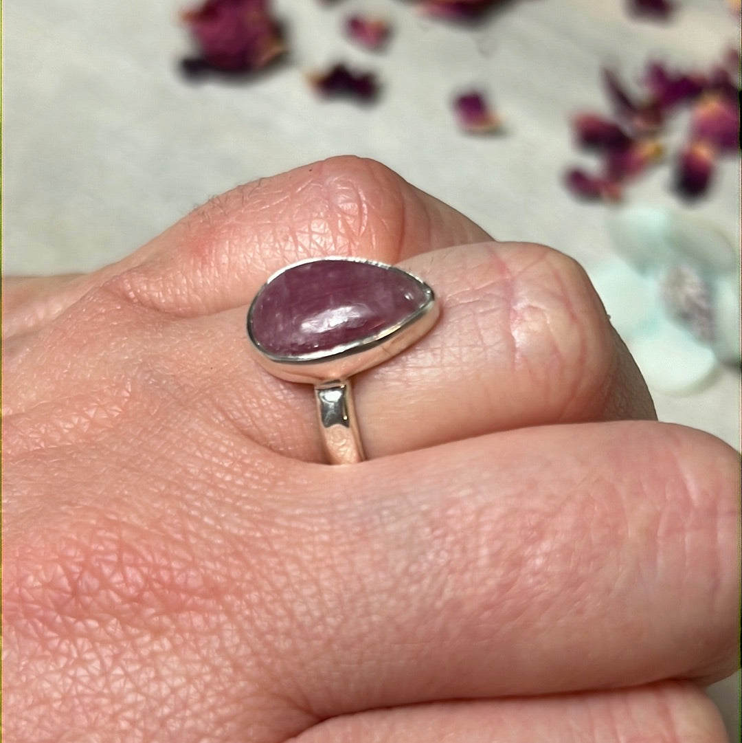 Pink Tourmaline 925 Silver Ring - Size L 1/2  AA GRADE