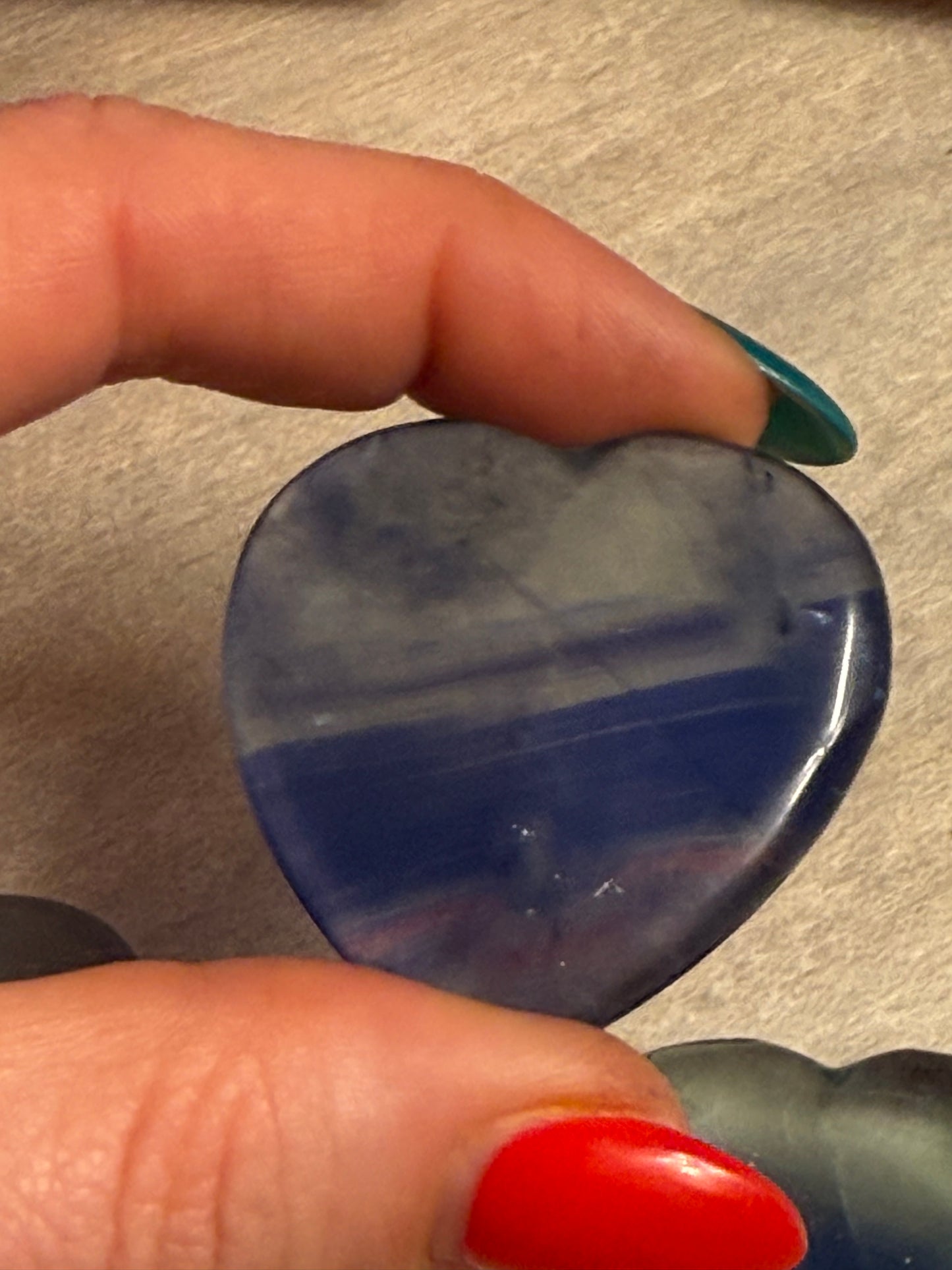 Blue Fluorite Heart Palm Worry Stone