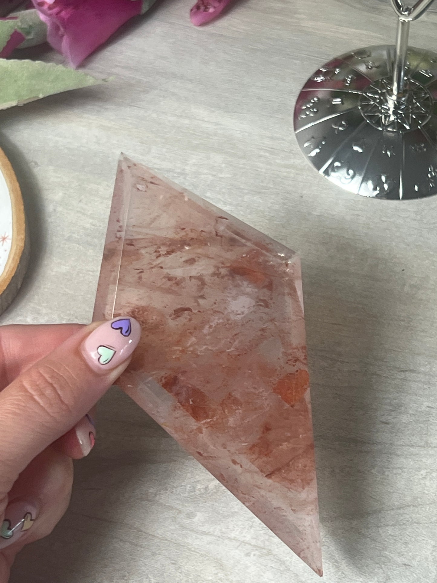 Rose and Fire Quartz Diamond