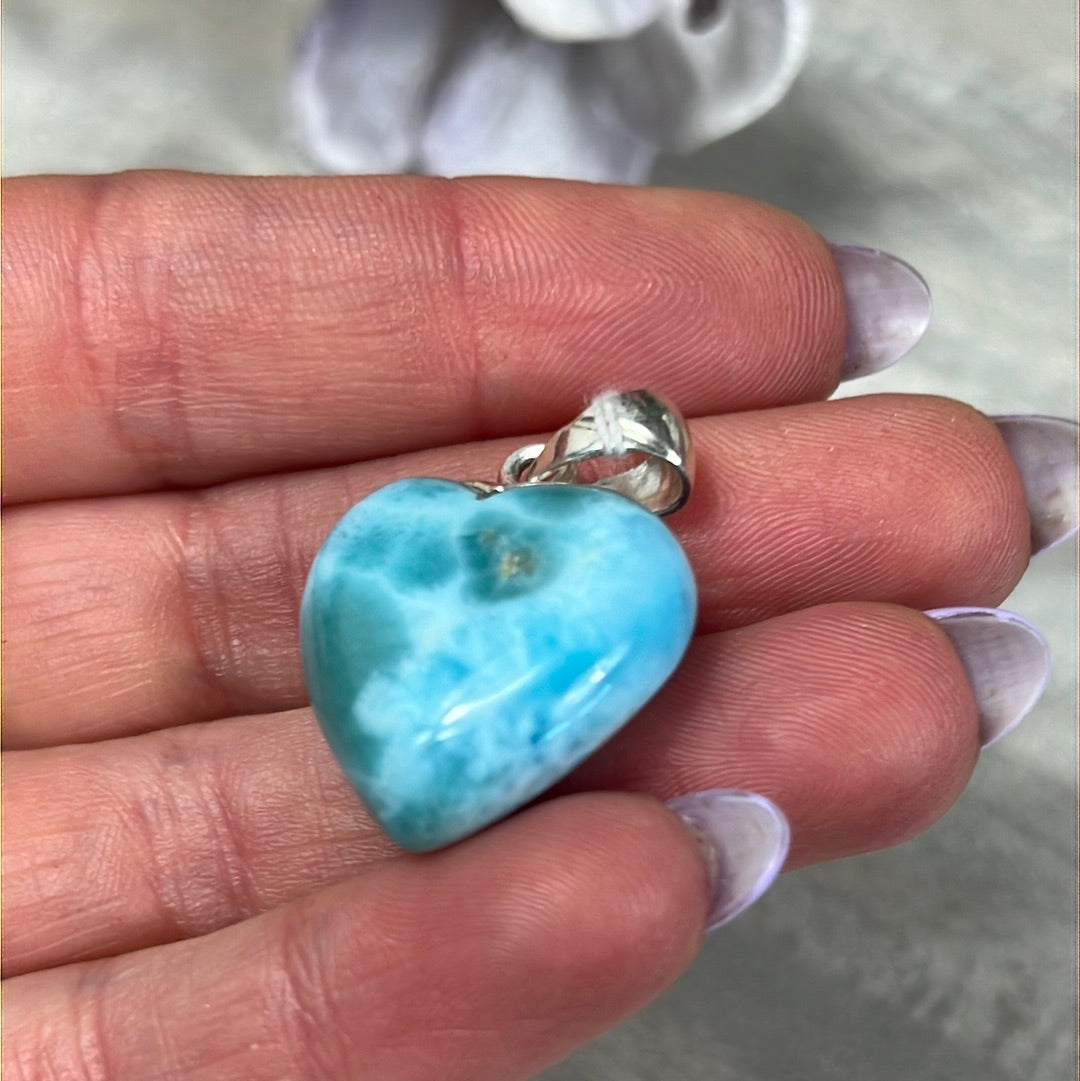Larimar 925 Heart - Sterling Pendant
