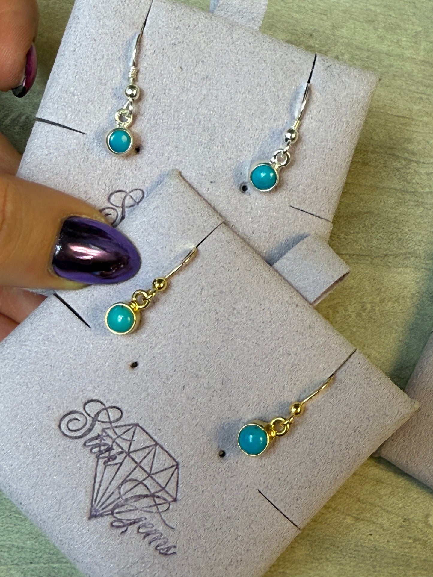 Birthstone Earrings in Sterling Silver & Gold