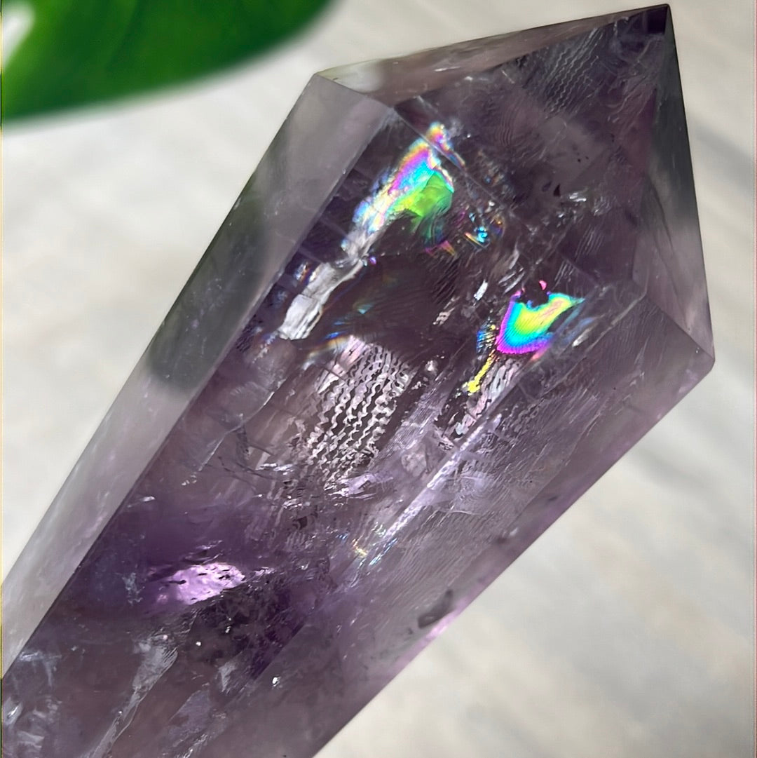 Statement Phantom Fingerprint Amethyst Smokey Quartz Wand