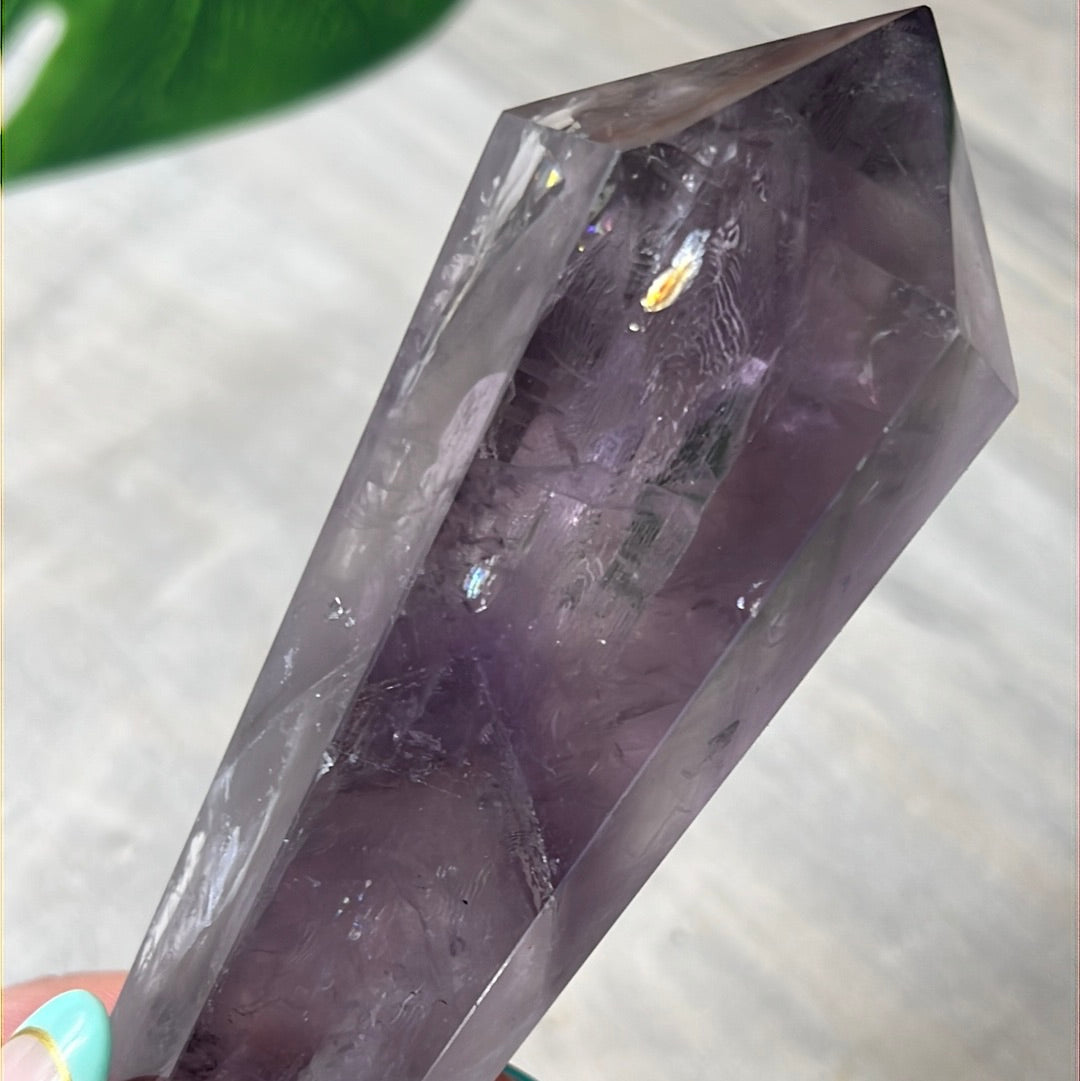 Statement Phantom Fingerprint Amethyst Smokey Quartz Wand