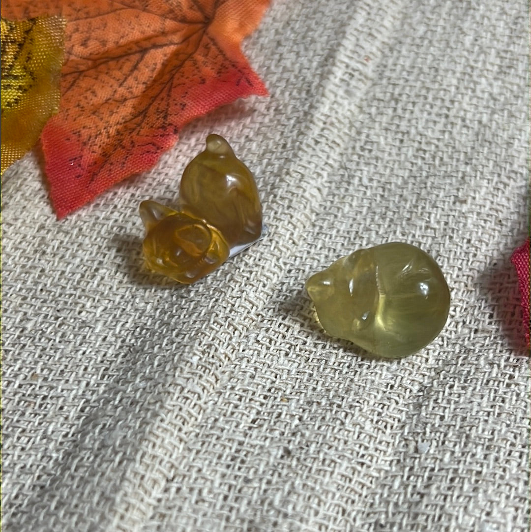 Mini Yellow Fluorite Cat