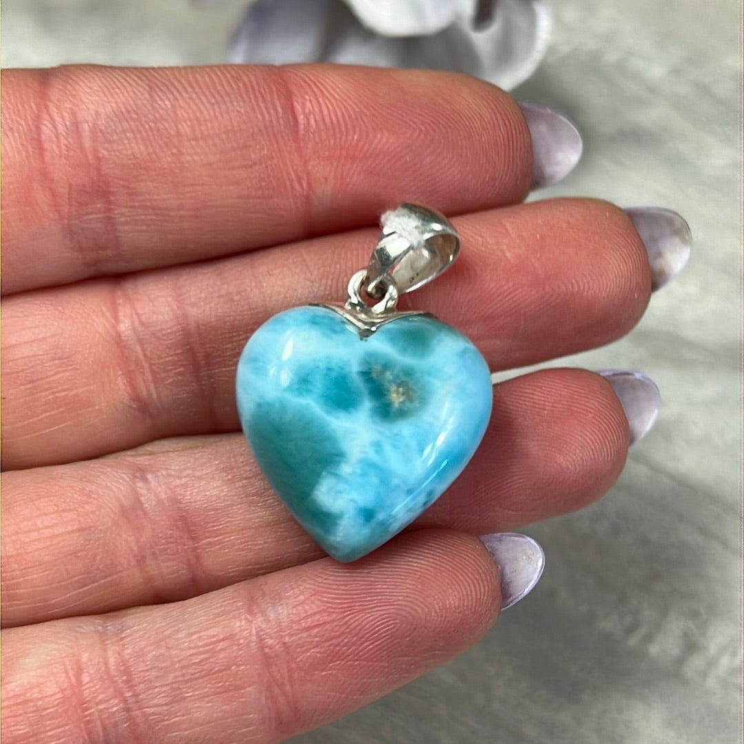 Larimar 925 Heart - Sterling Pendant