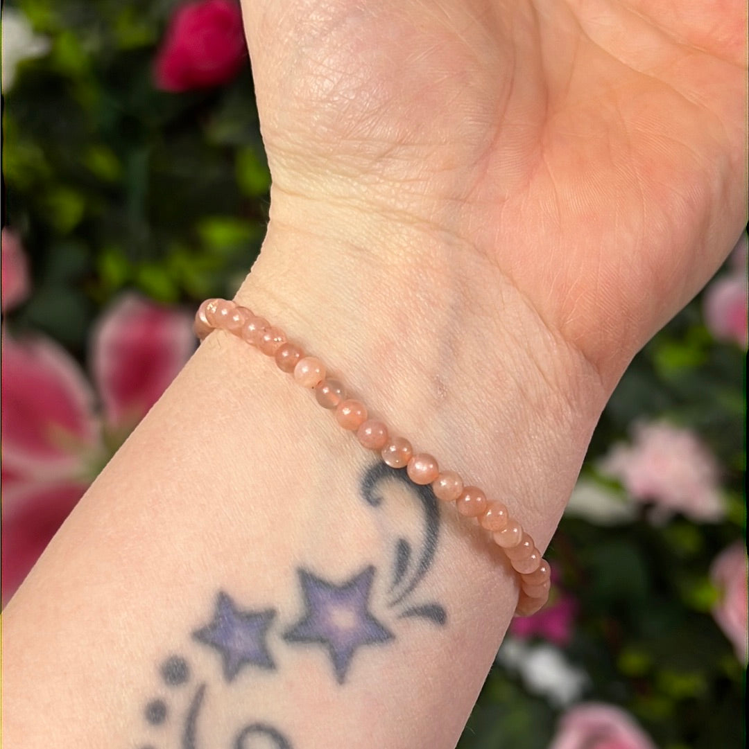 Peach Moonstone - 4mm Bead Bracelet