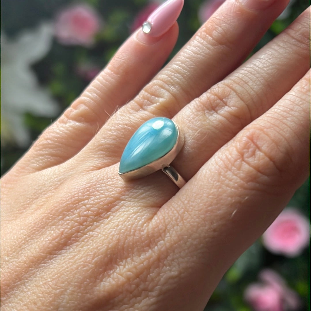 Larimar 925 Silver Ring - Size L 1/2 - M