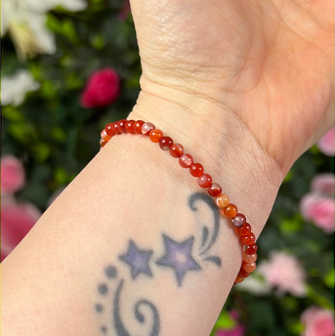 4mm Carnelian Bead Bracelet