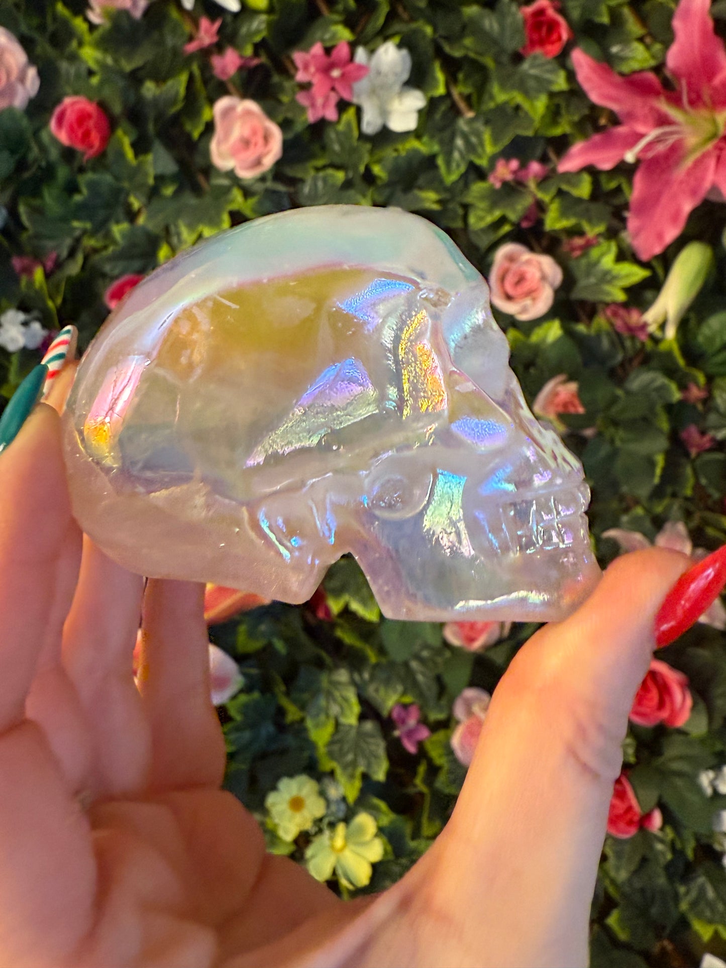 Aura Rose Quartz Skull