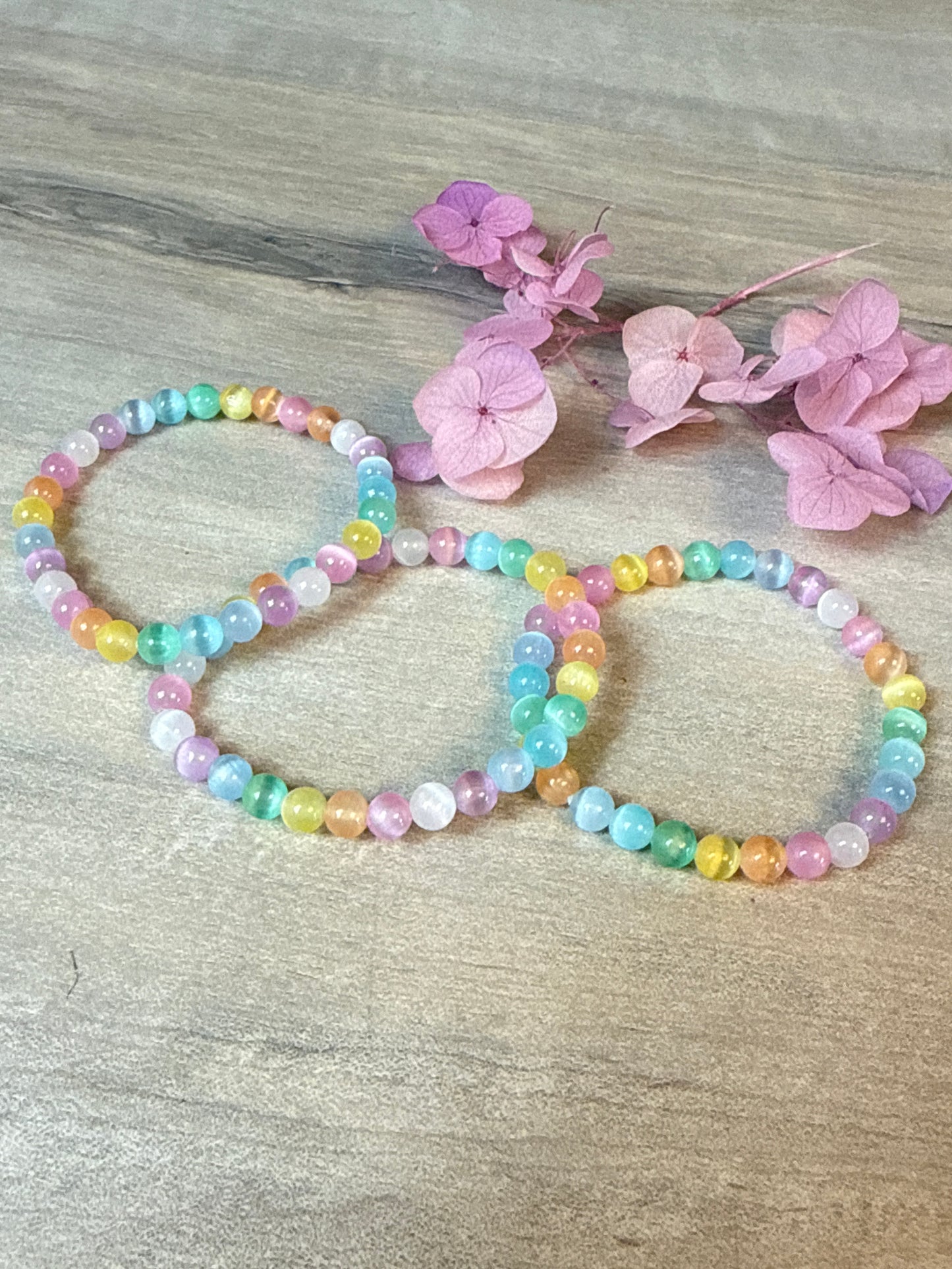 Candy Selenite Bead Bracelet