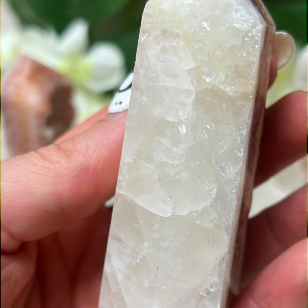 Sunstone, Orchid & Orange Calcite Druzy Tower Points
